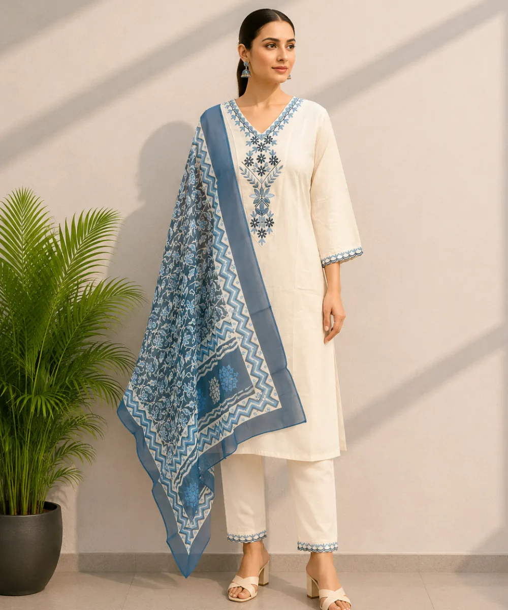 Blue Ivory Suit - D-43 wholesale 3 Piece Suit