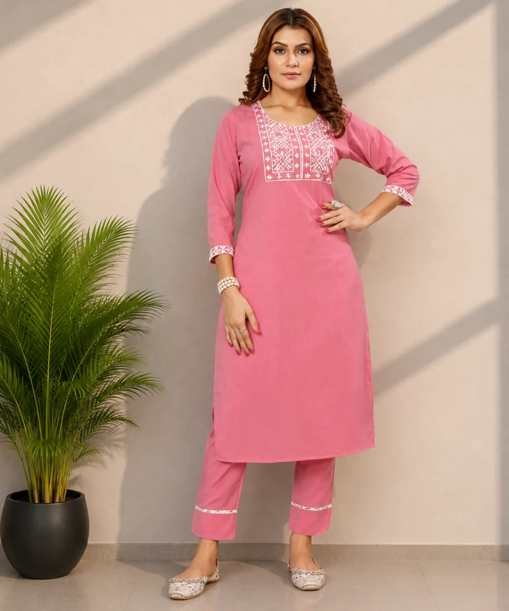 Pink Embroidered Coord Set - DC-170-6527 wholesale Coord Set / 2 Piece