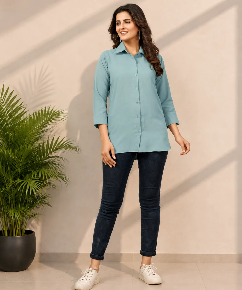 Blue Cotton Top - DK-259-2149 wholesale Short Kurti / 1 Piece