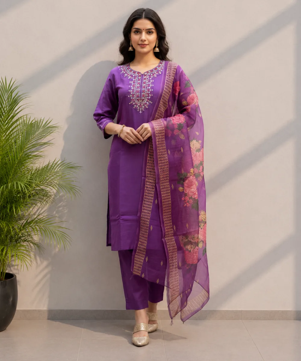 Purple Floral Suit - D-08 wholesale 3 Piece Suit