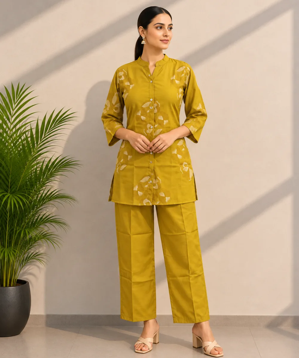 Mustard Chanderi Coord - DC-119 wholesale Coord Set / 2 Piece