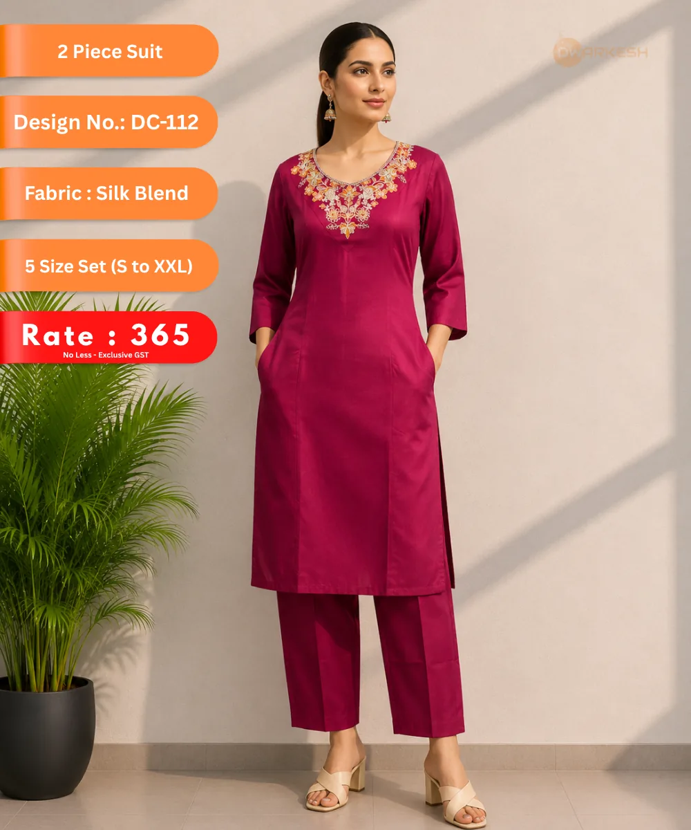 Magenta Silk Coord - DC-112 wholesale Coord Set / 2 Piece