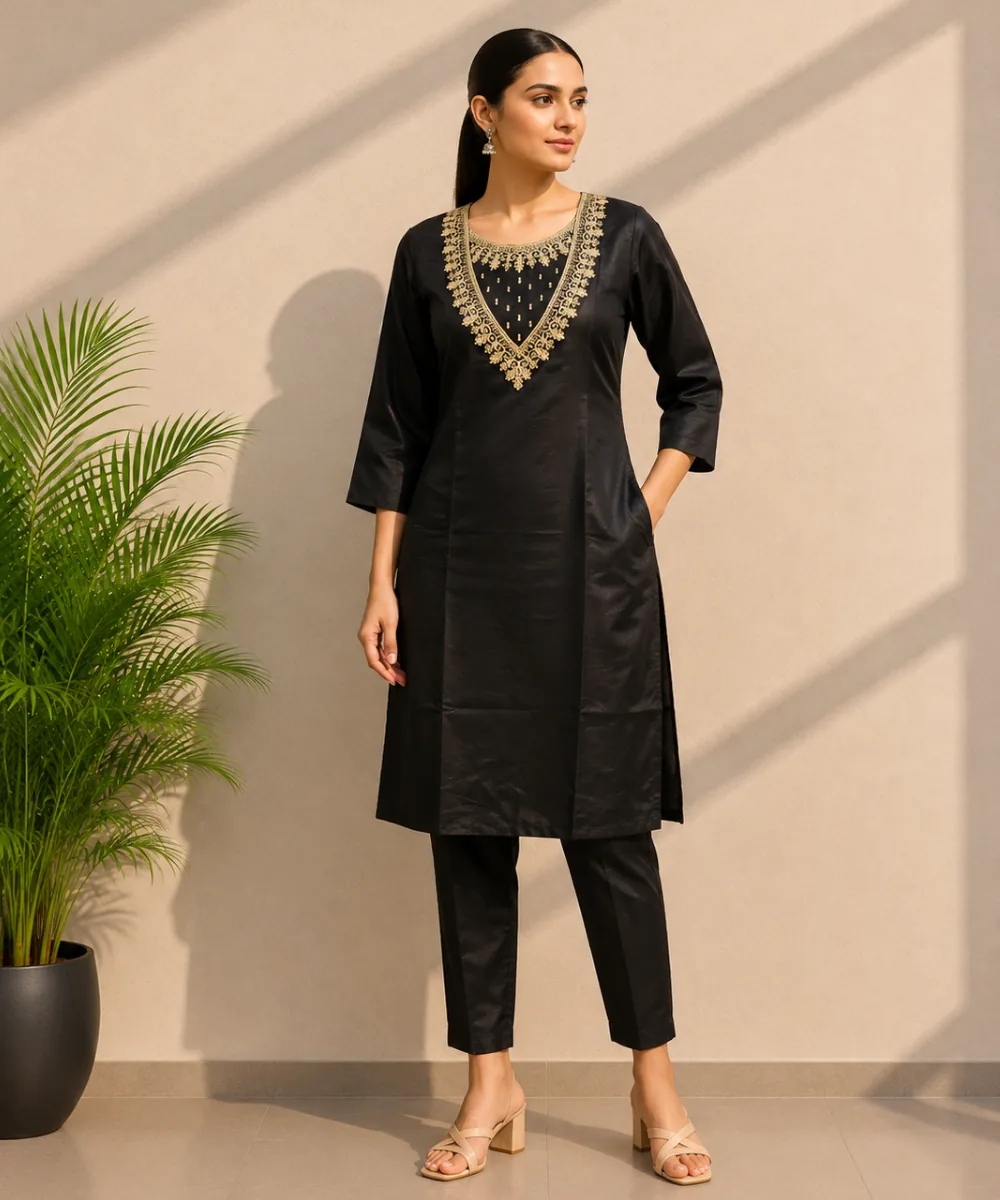 Black Silk Blend Suit DC-116 wholesale Coord Set / 2 Piece