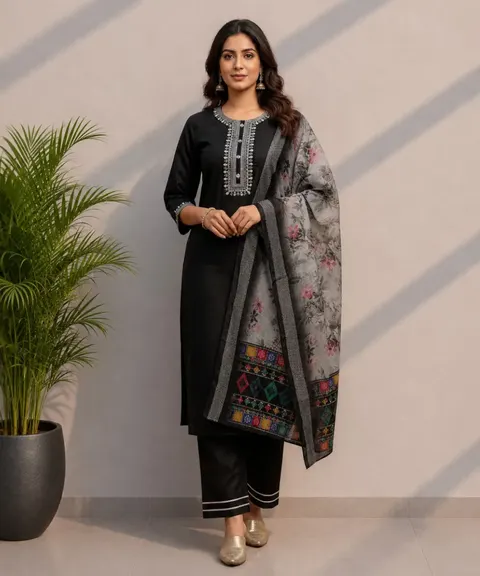 Black Floral Suit D-14 wholesale 3 Piece Suit
