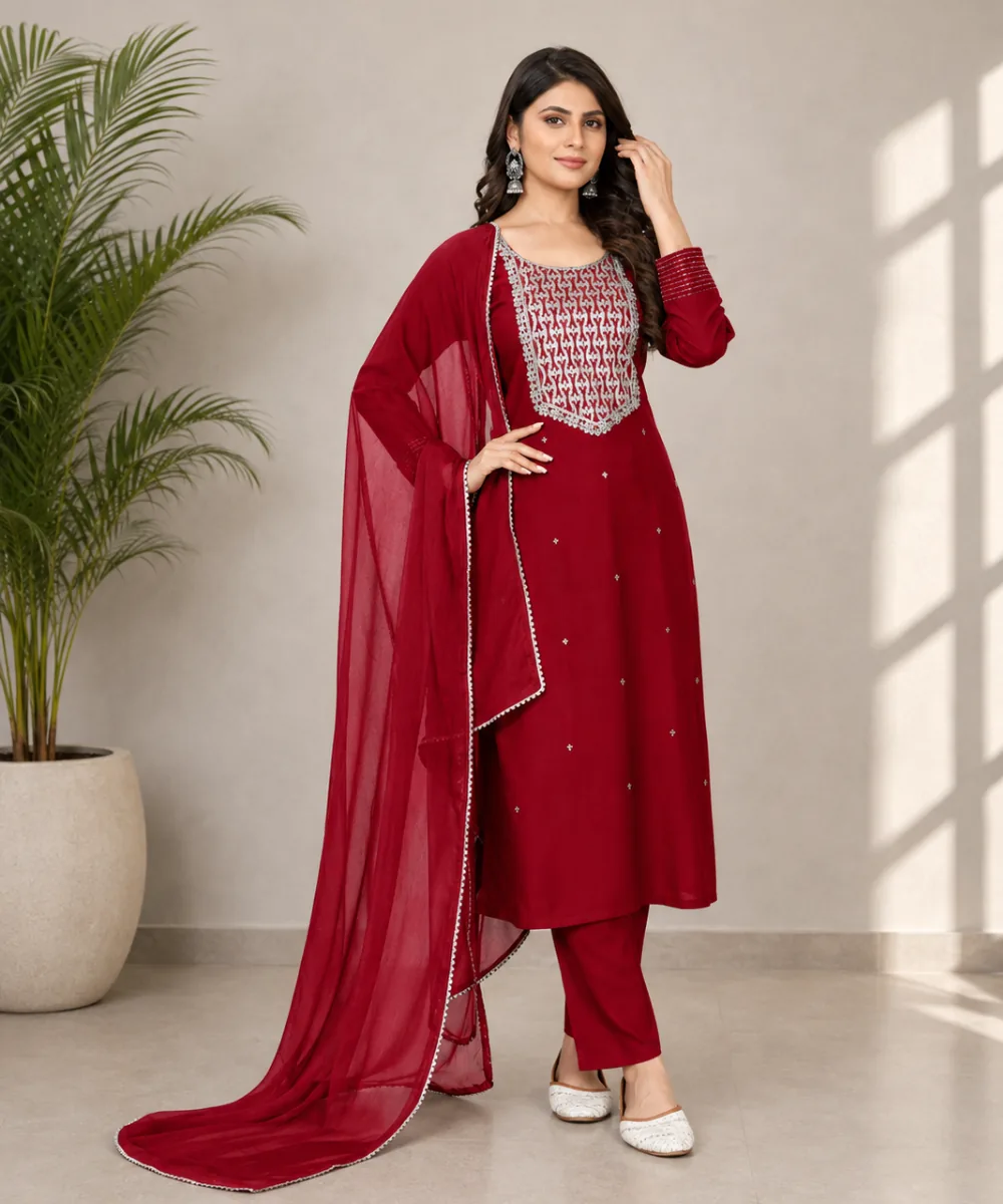 Crimson Rayon Suit - D-44-9004 wholesale 3 Piece Suit
