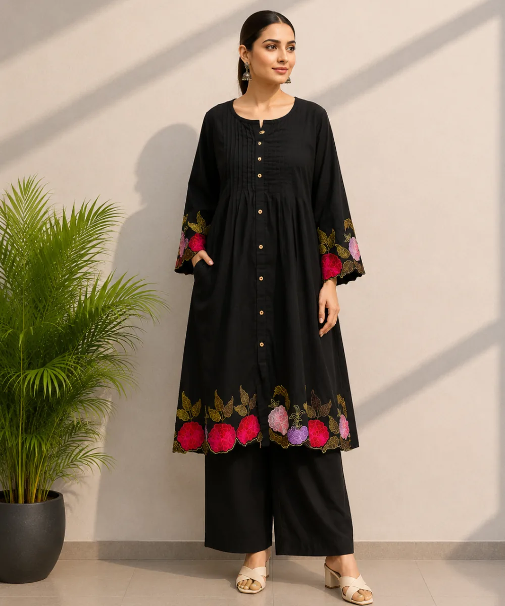 Black Floral Coord Set - DC-111 wholesale Coord Set / 2 Piece