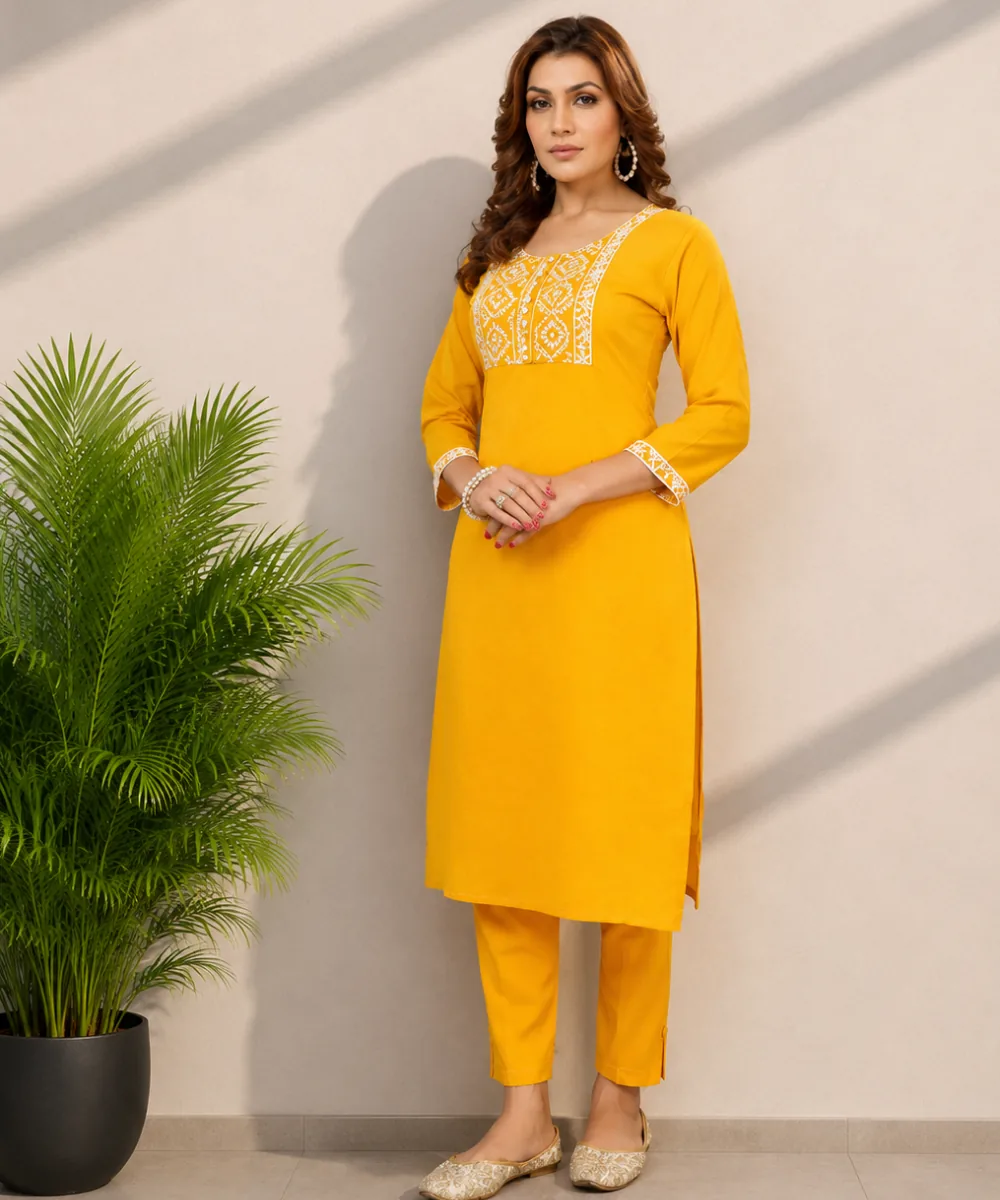 Mustard Cotton Coord Set - DC-175-6523 wholesale Coord Set / 2 Piece