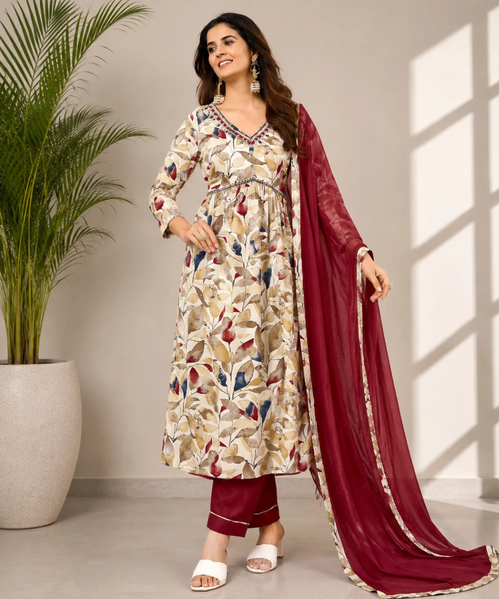 Leaf Print Suit Set - D-47-2228 wholesale 3 Piece Suit