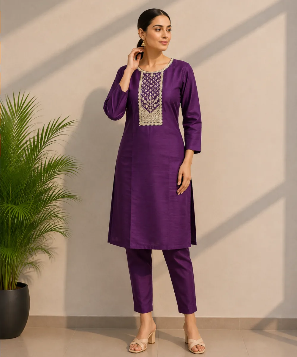 Purple Embroidered Coord Set - DC-114 wholesale Coord Set / 2 Piece