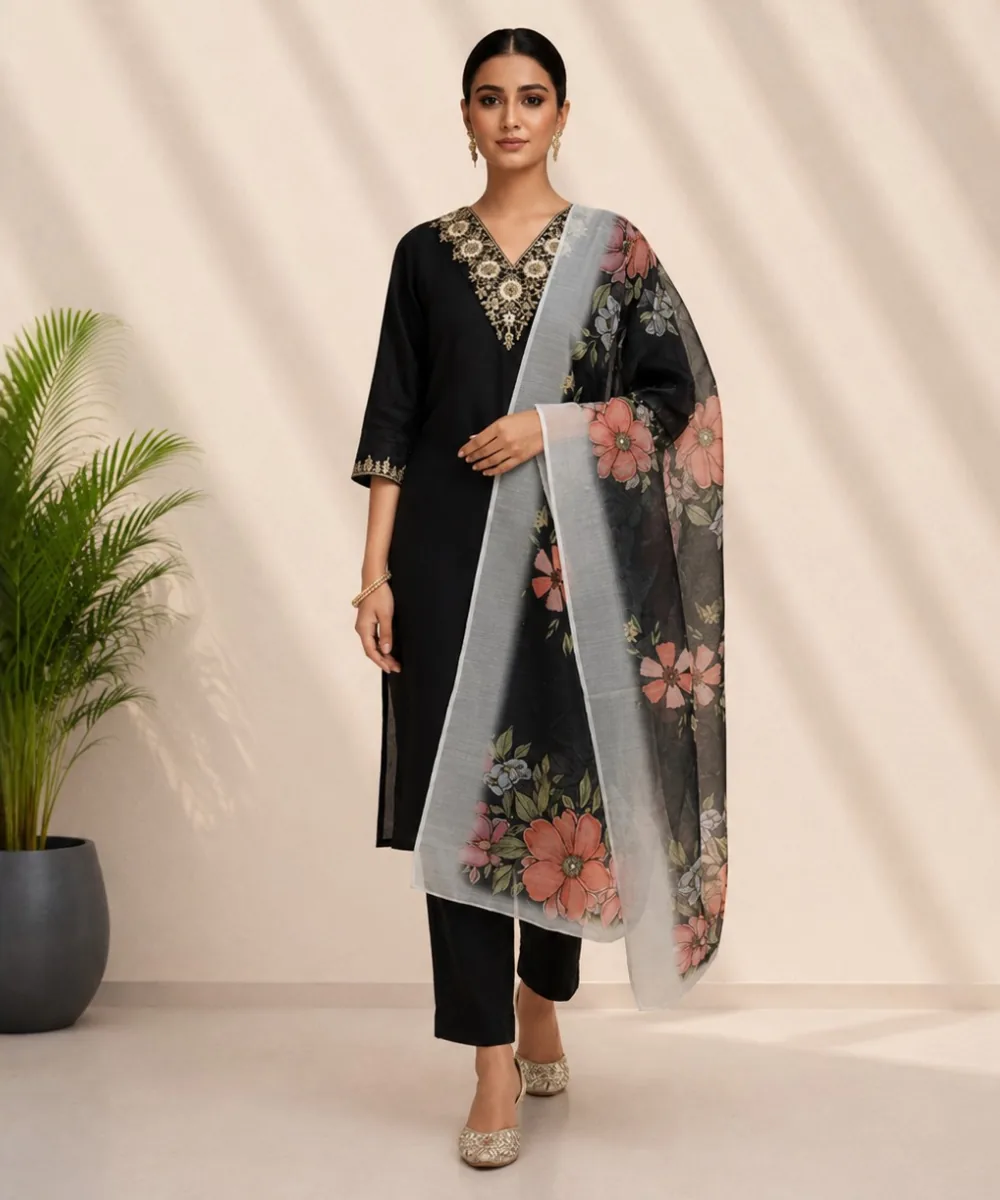 Black Floral Suit - D-28 wholesale 3 Piece Suit