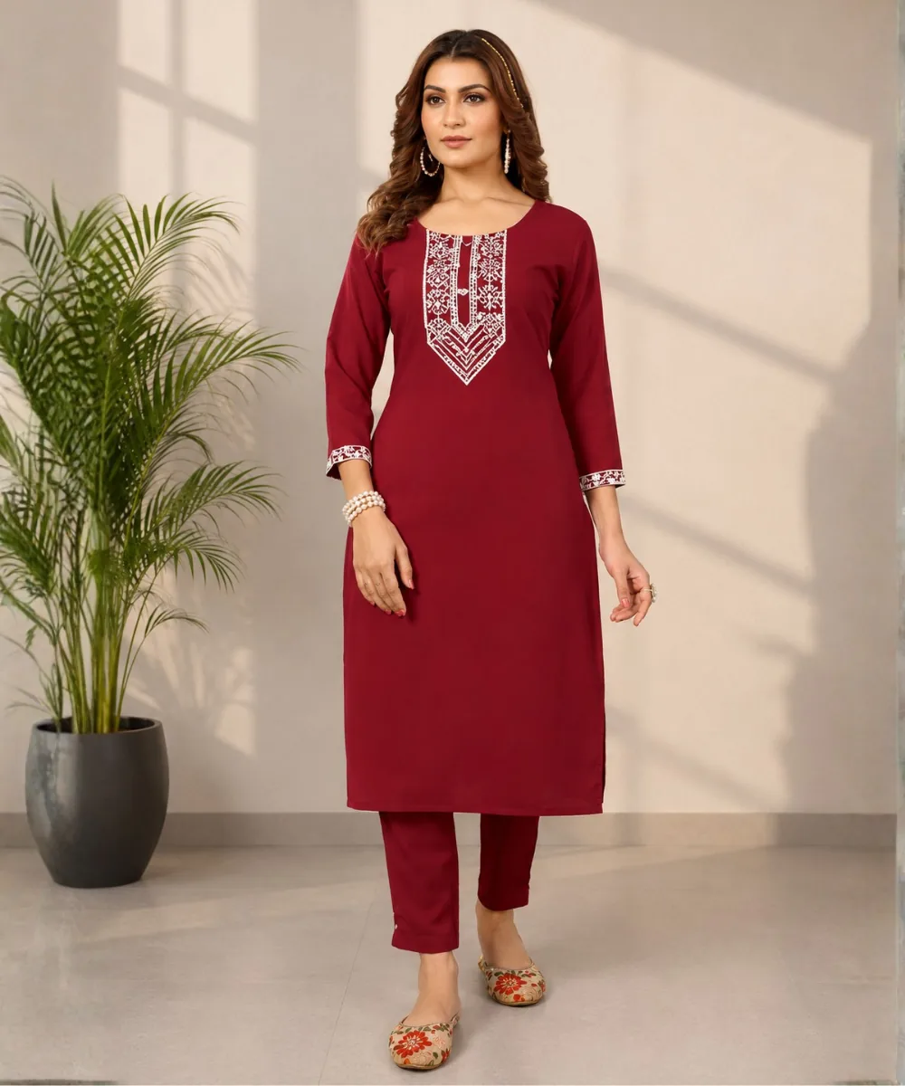 Maroon Embroidered Set - DC-172-6529 wholesale Coord Set / 2 Piece