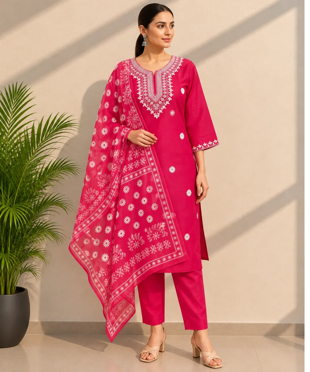 Pink Printed Suit - D-45 wholesale 3 Piece Suit