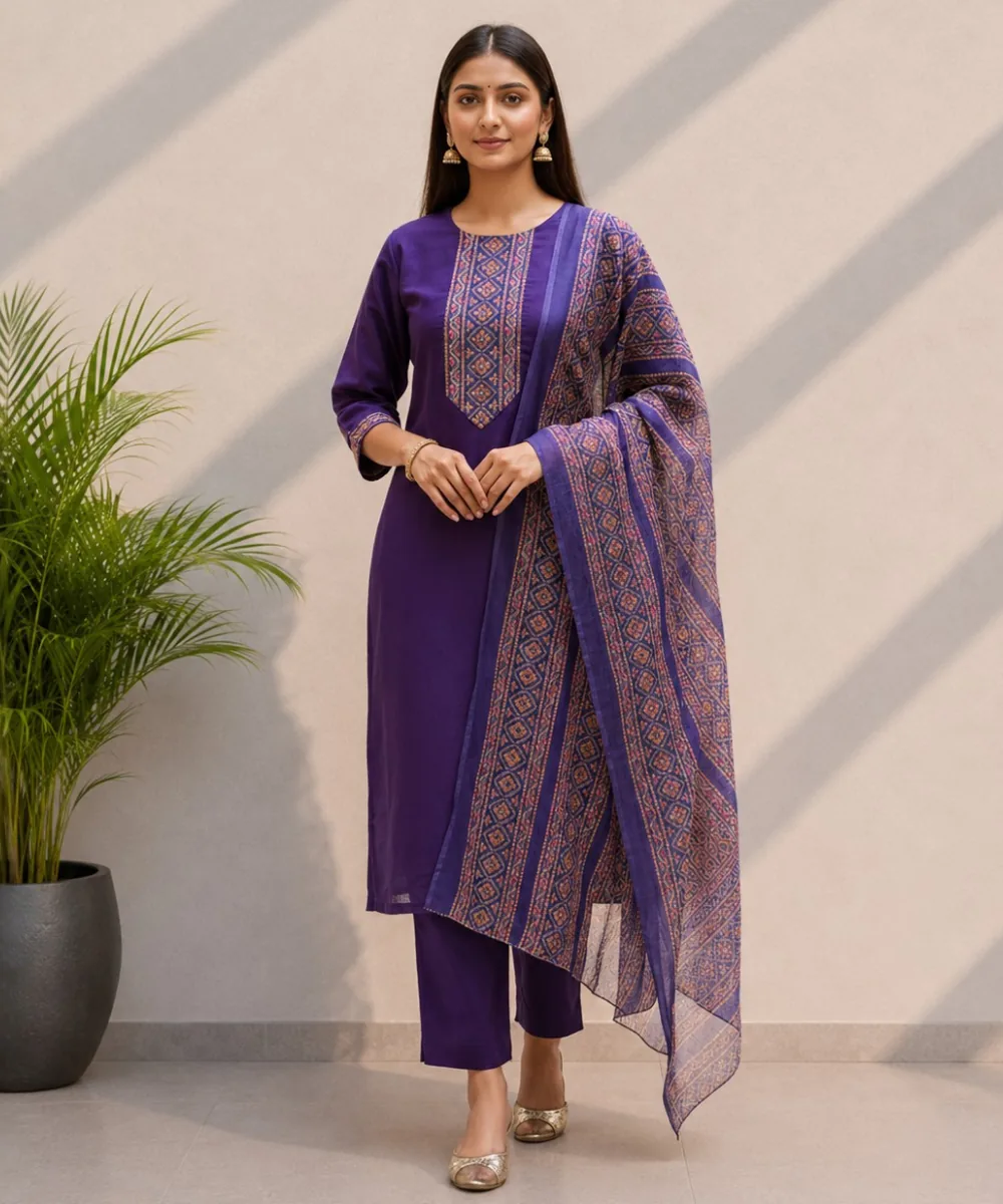 Purple Ethnic Suit - D-17 wholesale 3 Piece Suit