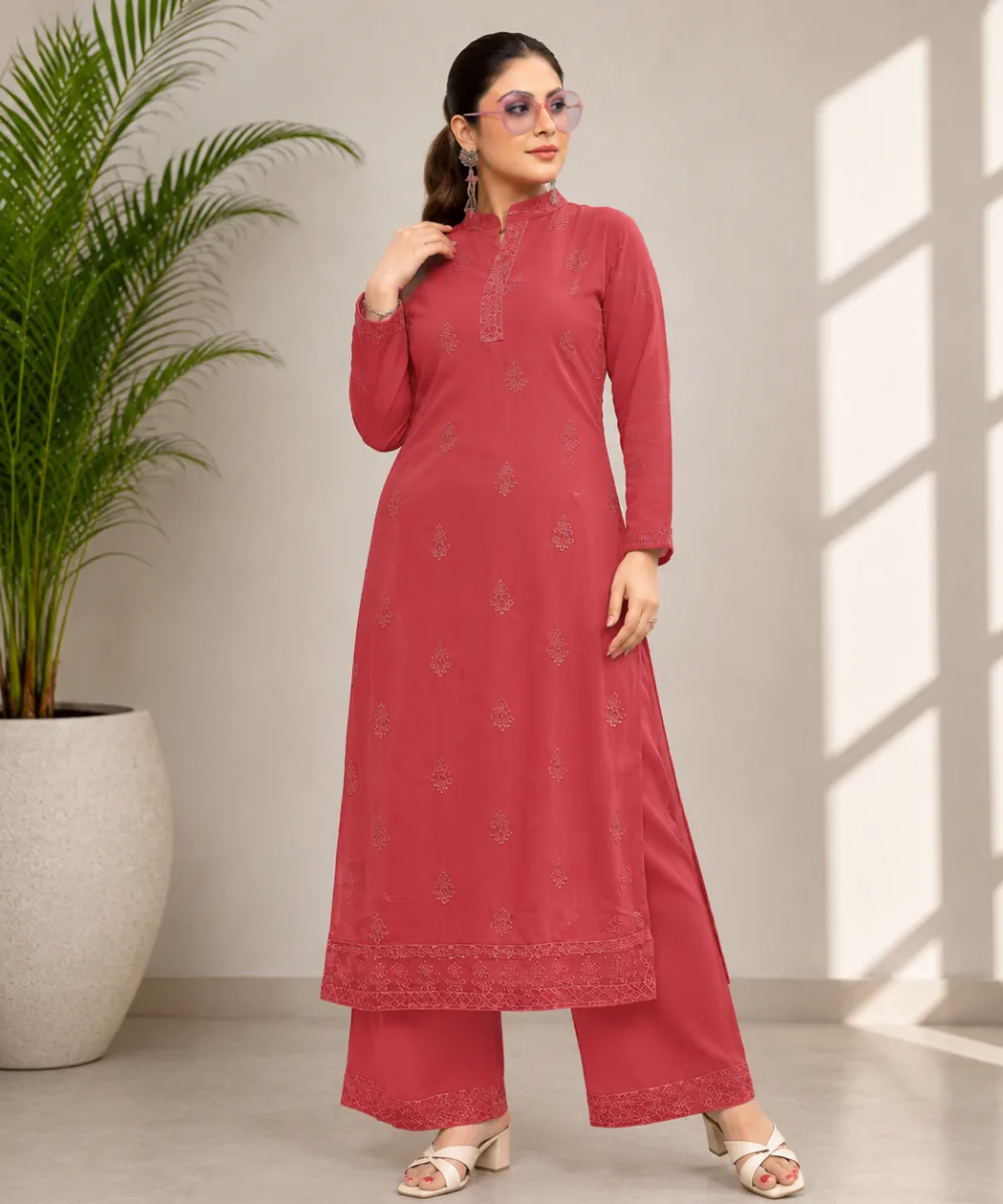 Rose Faux Georgette Set - DC-156-21102 wholesale Coord Set / 2 Piece