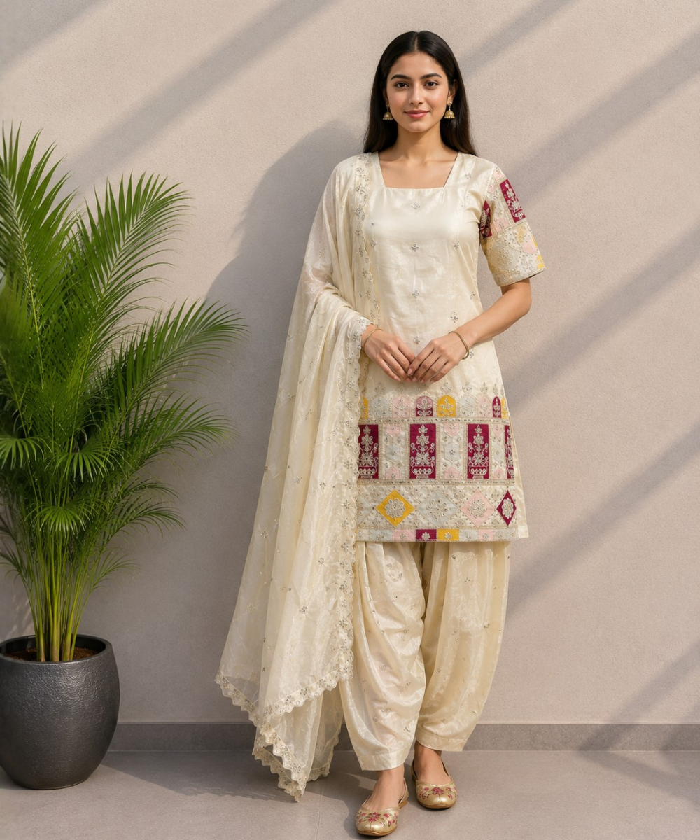 Cream Chinon Suit DR-526-86 wholesale 3 Piece Suit