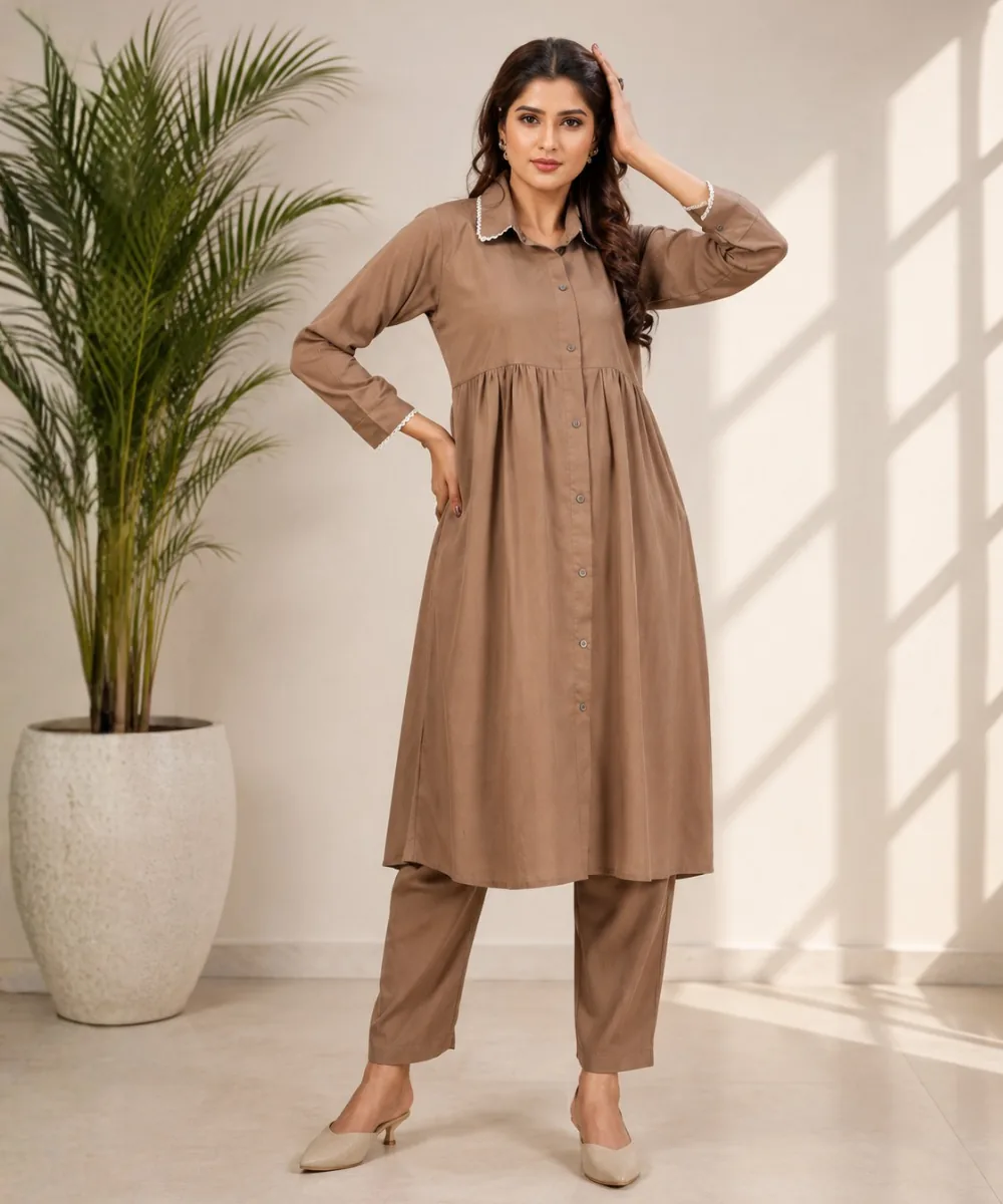 Brown Cotton Coord Set - DC-161-922 wholesale Coord Set / 2 Piece