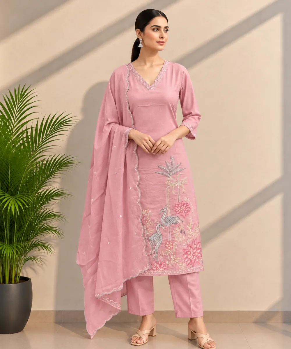 Pink Embroidered Suit DR-545-140 wholesale 3 Piece Suit
