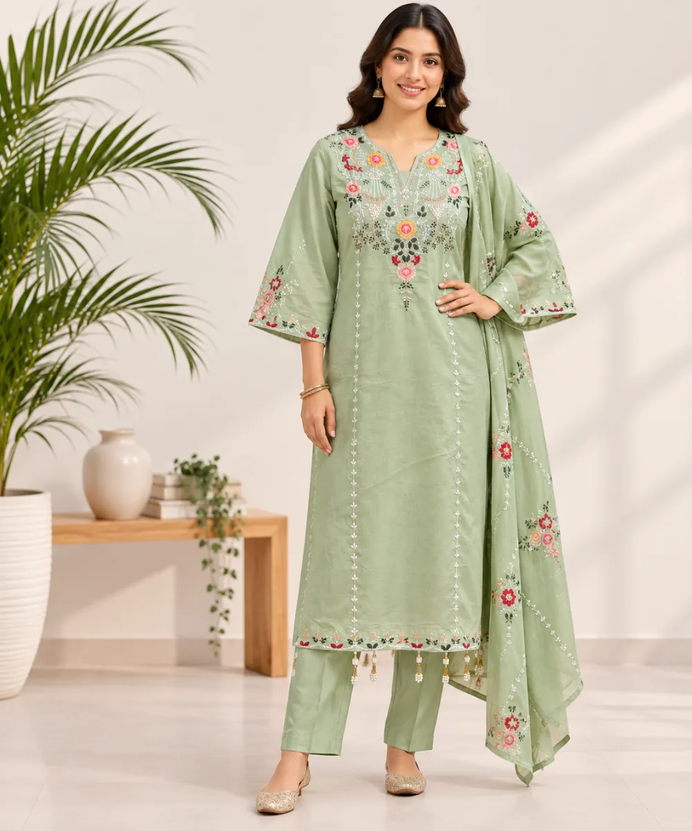 Mint Floral Suit - DR-546-106 wholesale 3 Piece Suit