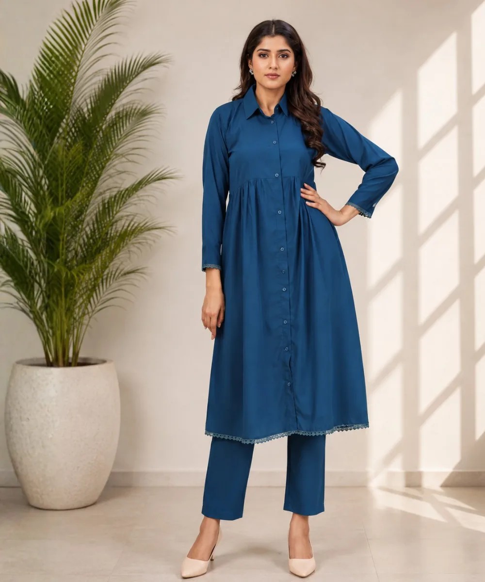 Blue Cotton Coord Set - DC-160-921 wholesale Coord Set / 2 Piece