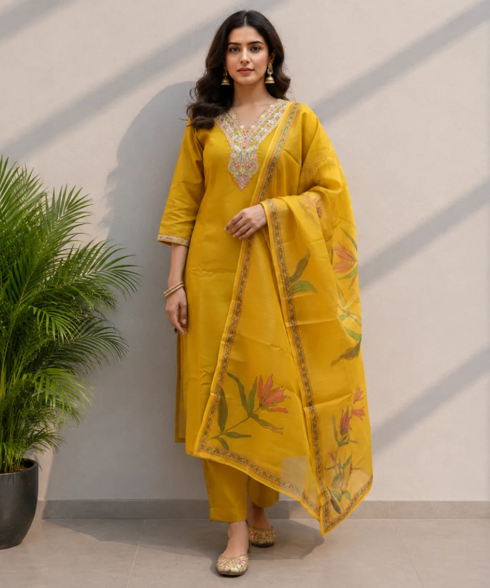 Mustard Rayon Suit - D-06 wholesale 3 Piece Suit