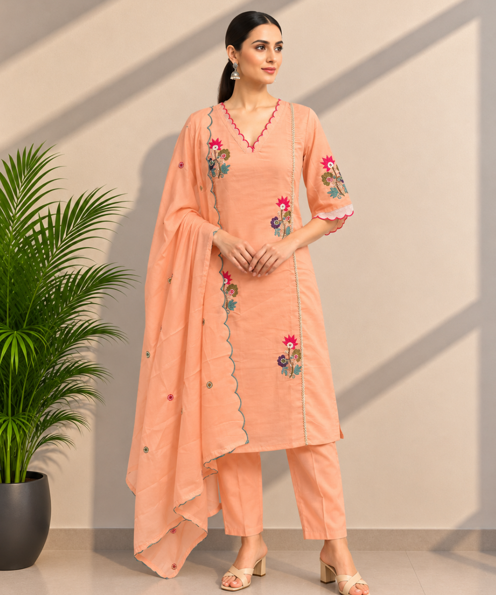 Peach Floral Suit DR-540-135 wholesale 3 Piece Suit