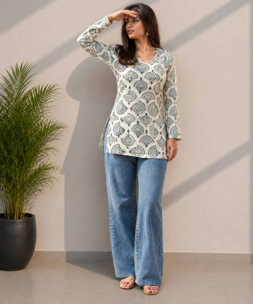 Cotton Printed Kurti - DK-202 wholesale Short Kurti / 1 Piece