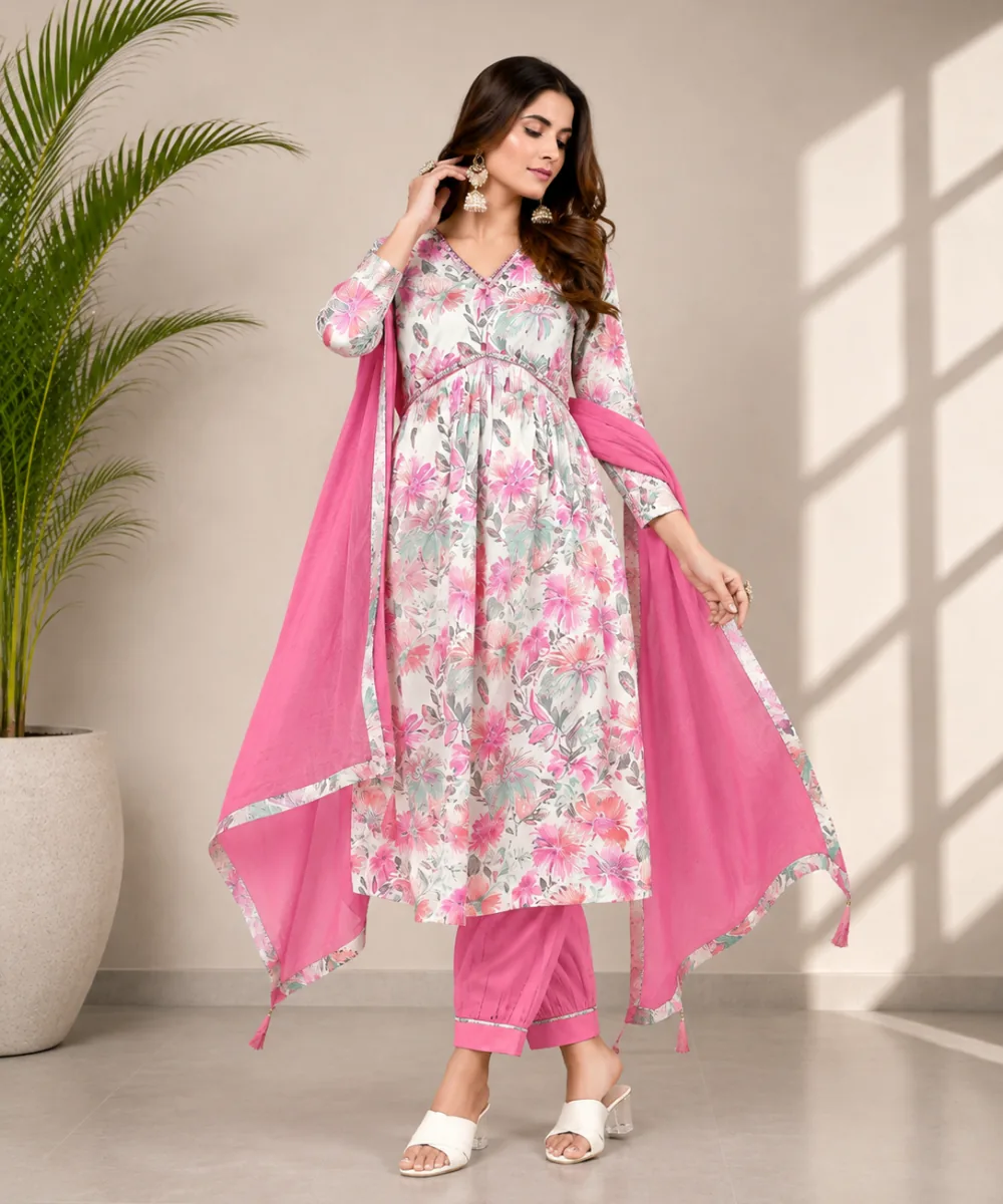 Pink Floral Suit - D-45-2225 wholesale 3 Piece Suit