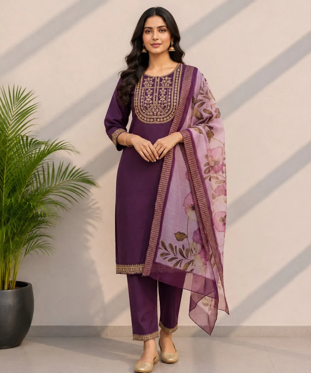 Purple Floral Suit - D-16 wholesale 3 Piece Suit