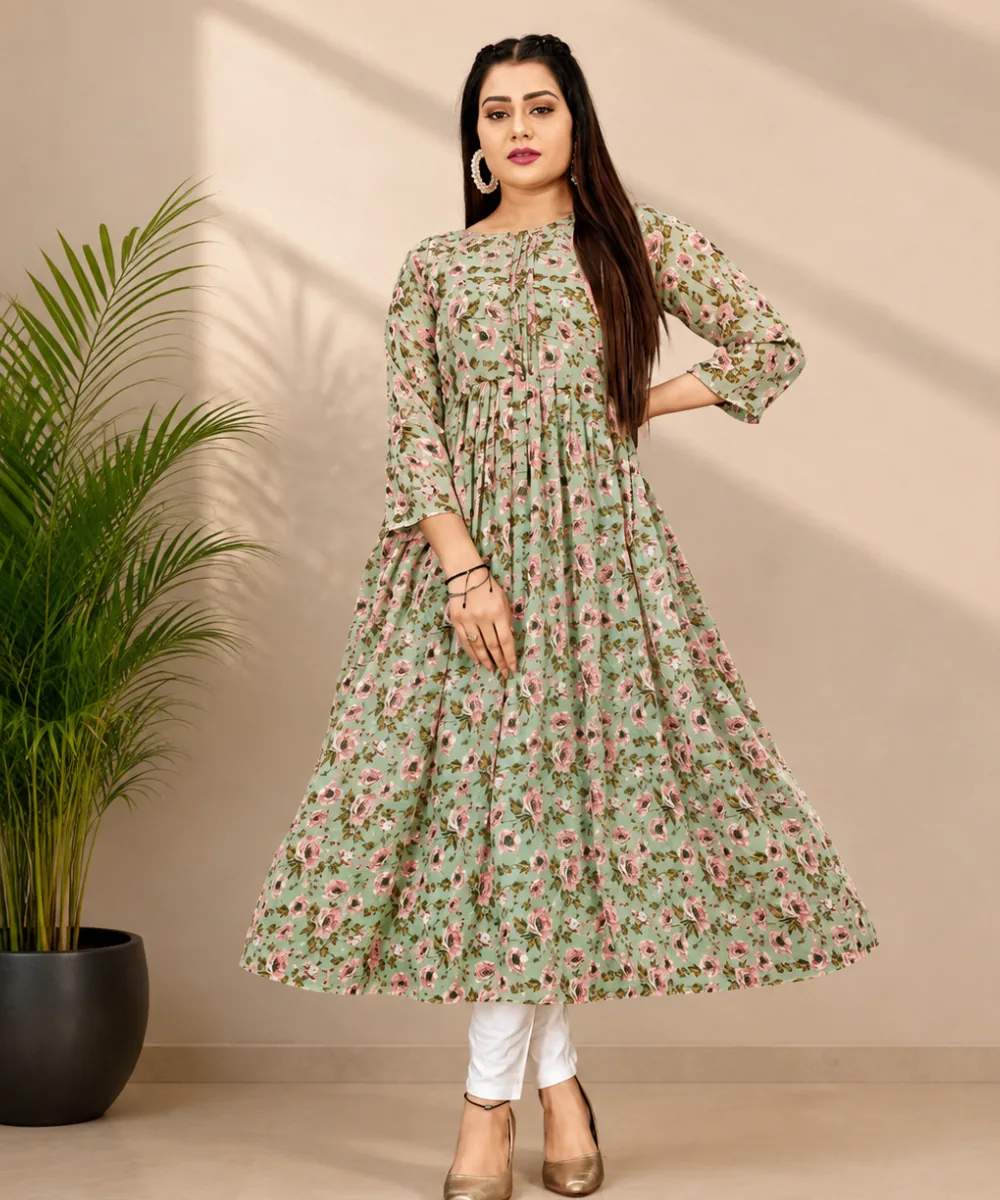 Floral Georgette Top - DK-263-1065 wholesale Short Kurti / 1 Piece