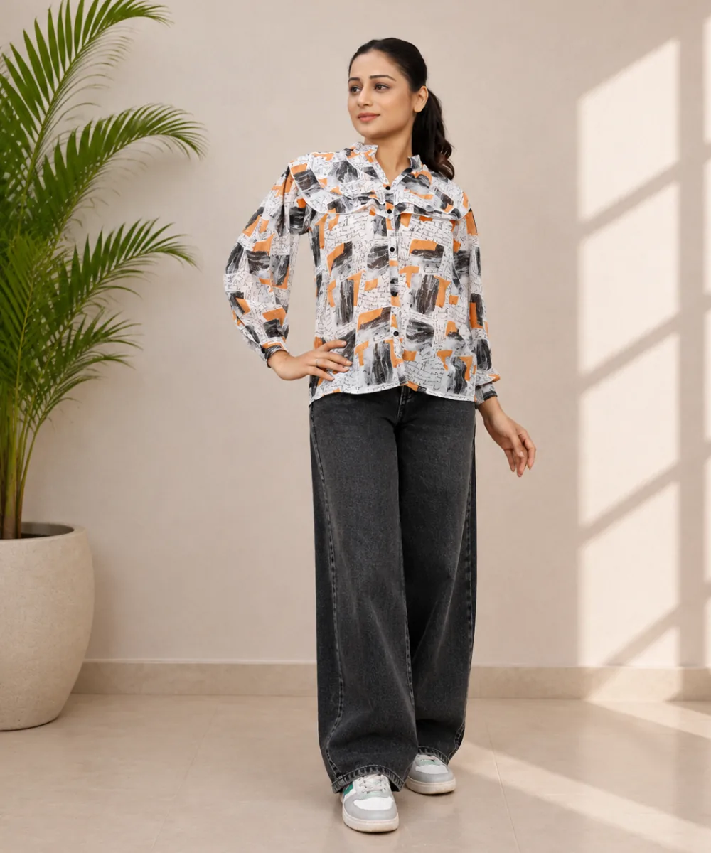 Printed Georgette Top - DK-255-1064 wholesale Short Kurti / 1 Piece