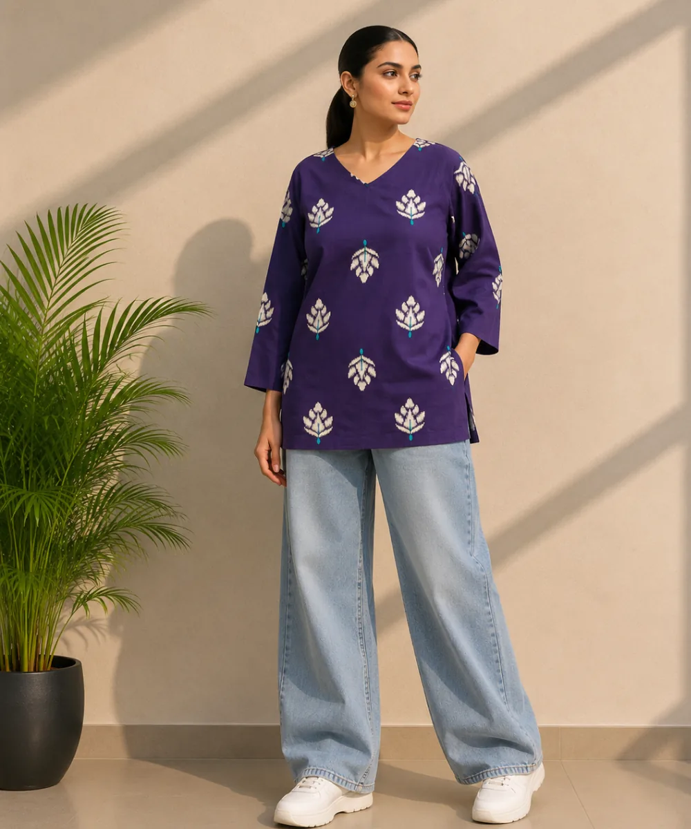 Purple Cotton Kurti - DK-209 wholesale Short Kurti / 1 Piece