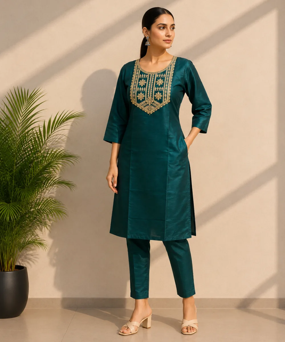 Teal Embroidered Suit - DC-115 wholesale Coord Set / 2 Piece