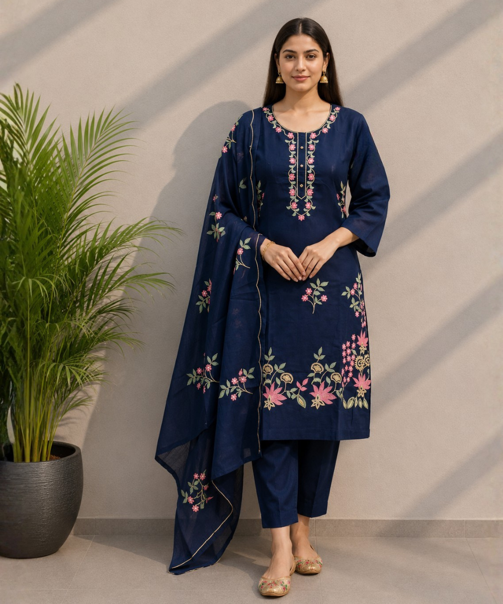 Navy Floral 3 Piece DR-525-102 wholesale 3 Piece Suit