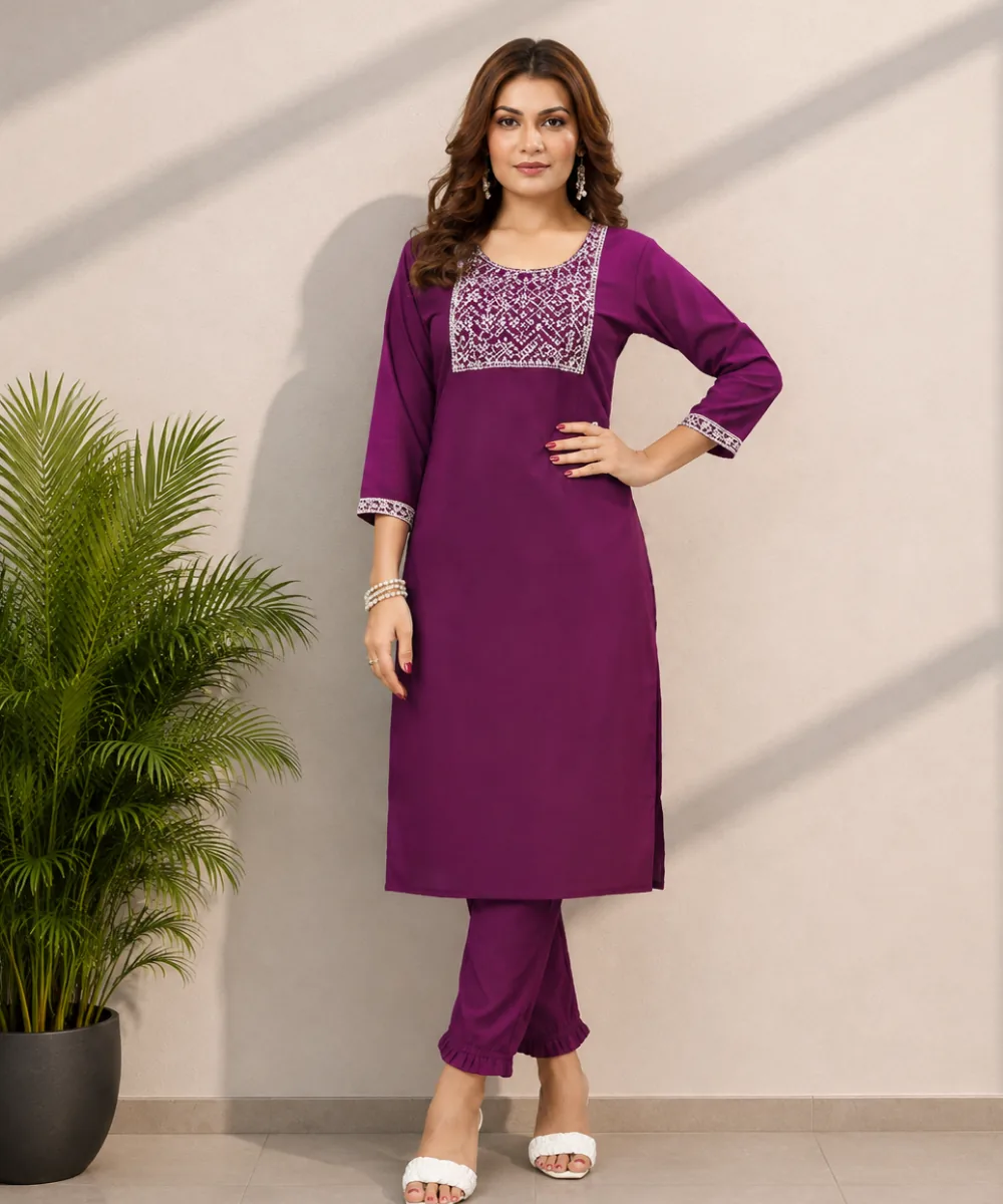 Purple Embroidered Coord - DC-173-6521 wholesale Coord Set / 2 Piece