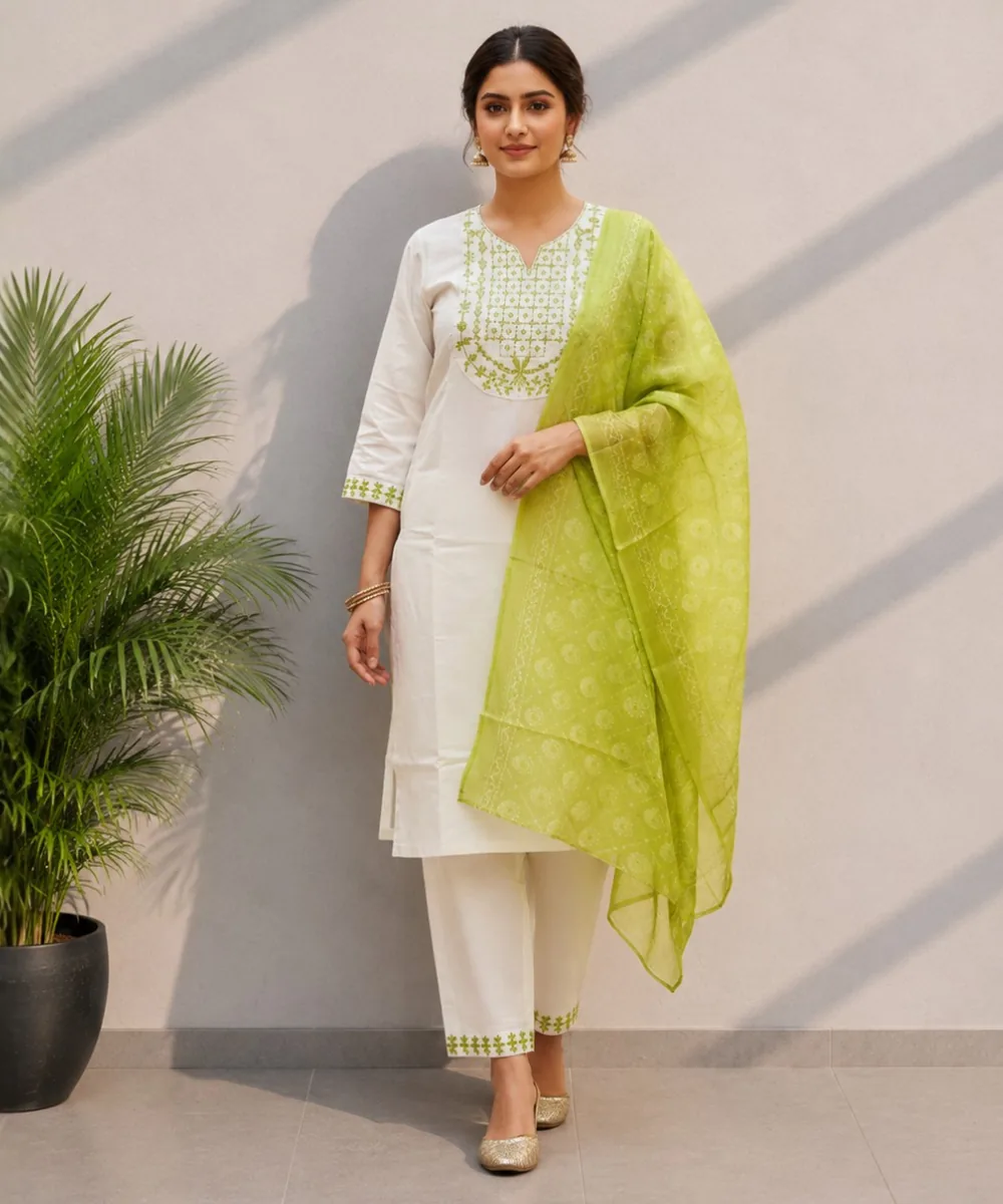 Lime White Suit Set - D-07 wholesale 3 Piece Suit